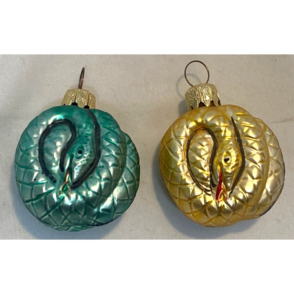 2 west Germany snake ornaments blown glass - Picture 1 of 6